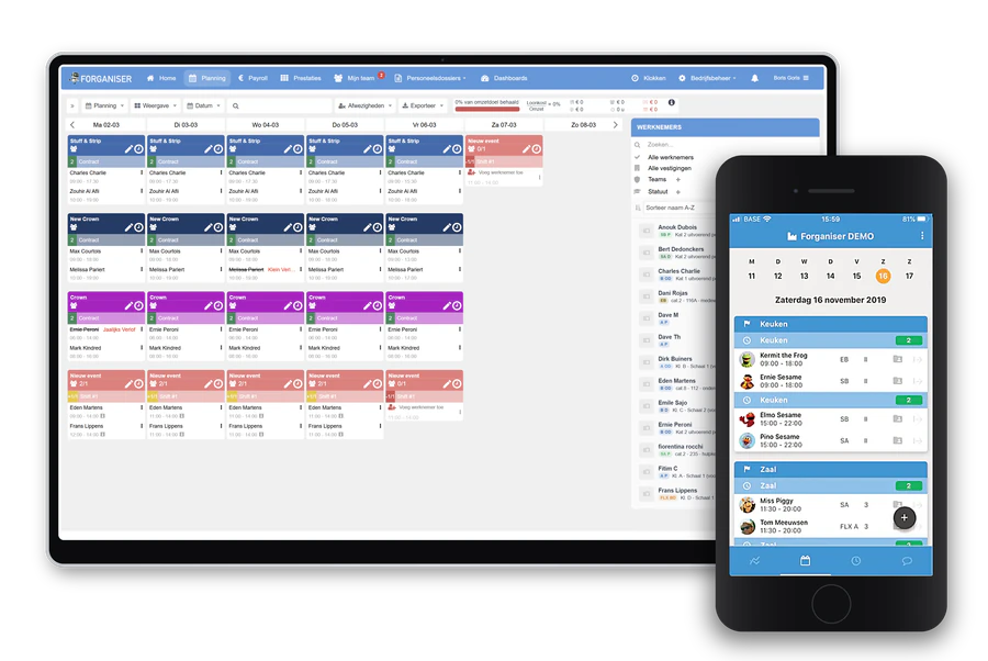 Forganiser-planning op laptop en mobiel