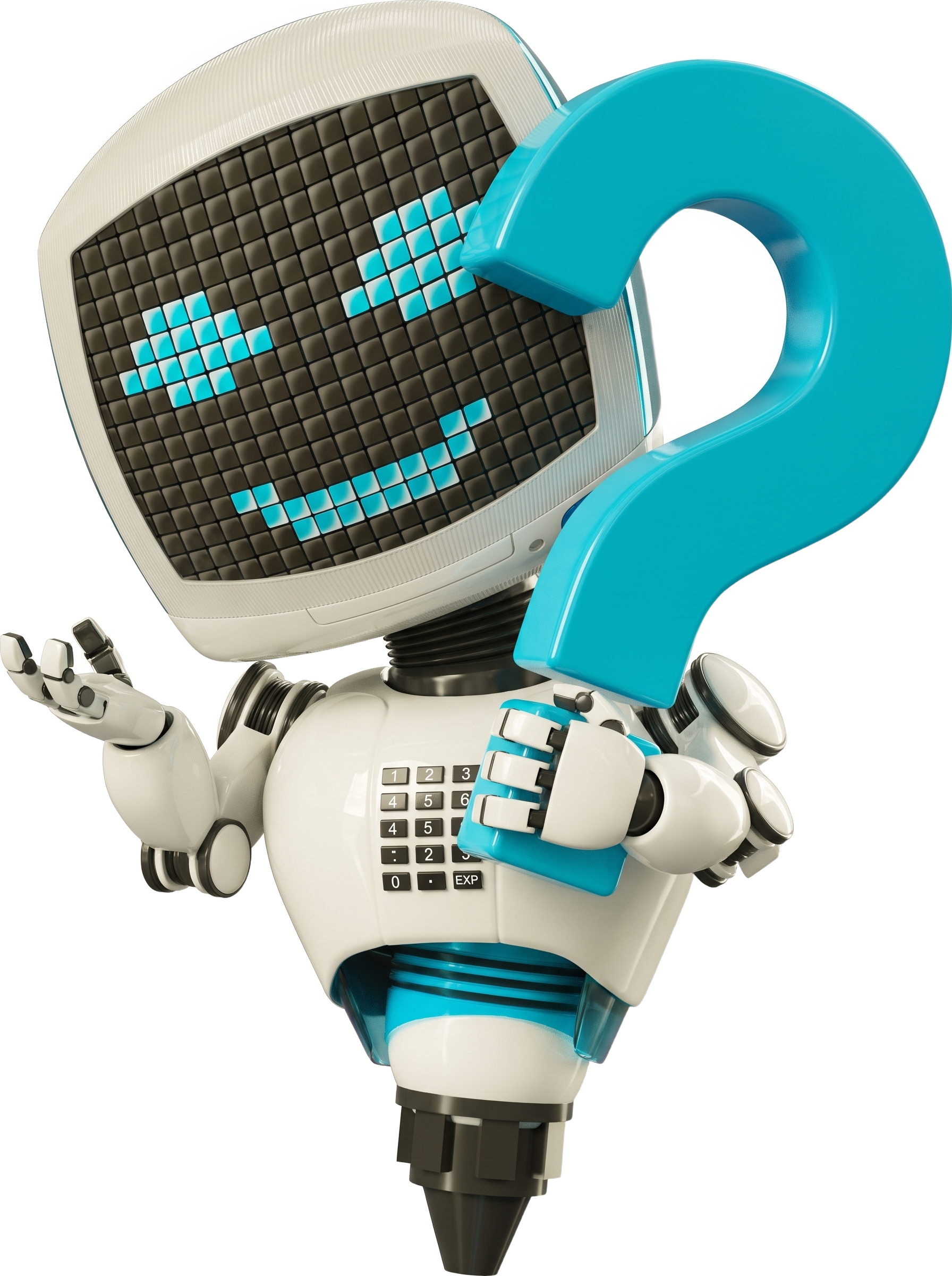 Forgi de Forganiser-mascotte staat klaar om je vraag te ontvangen